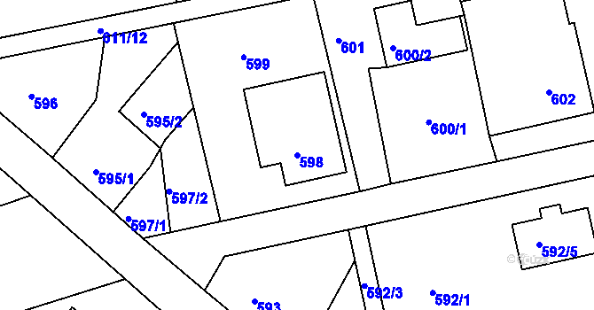 Parcela st. 598 v KÚ Klokočov u Příbora, Katastrální mapa