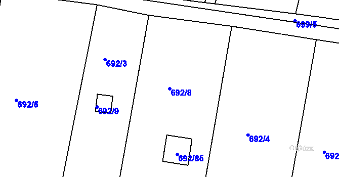 Parcela st. 692/8 v KÚ Klokočov u Příbora, Katastrální mapa