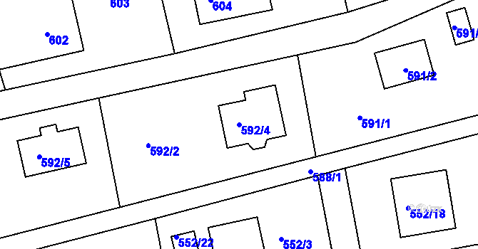 Parcela st. 592/4 v KÚ Klokočov u Příbora, Katastrální mapa