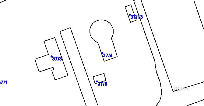 Parcela st. 37/4 v KÚ Klokočov u Příbora, Katastrální mapa