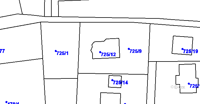 Parcela st. 725/12 v KÚ Klokočov u Příbora, Katastrální mapa