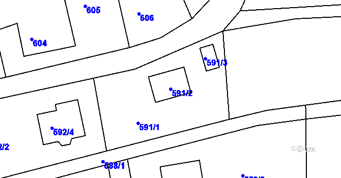 Parcela st. 591/2 v KÚ Klokočov u Příbora, Katastrální mapa