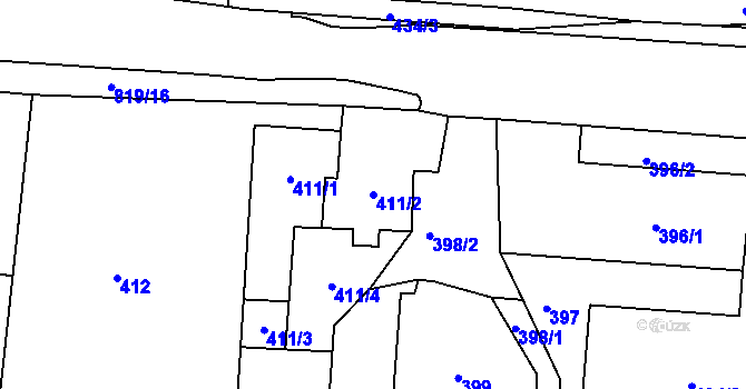 Parcela st. 411/2 v KÚ Klokočov u Příbora, Katastrální mapa