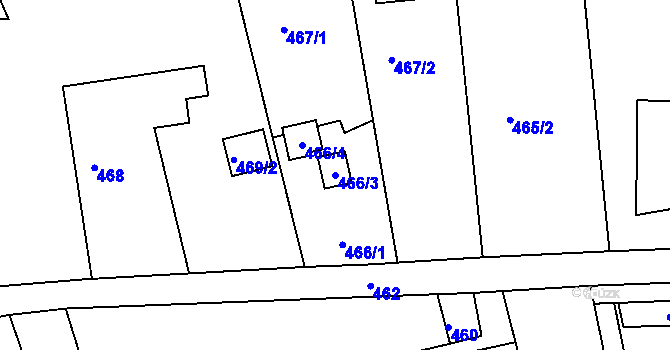 Parcela st. 466/3 v KÚ Klokočov u Příbora, Katastrální mapa