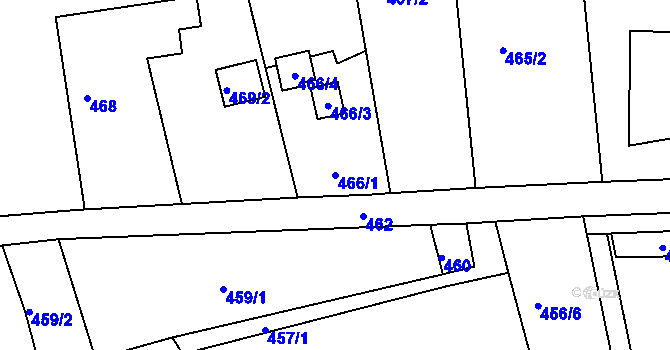 Parcela st. 466/1 v KÚ Klokočov u Příbora, Katastrální mapa