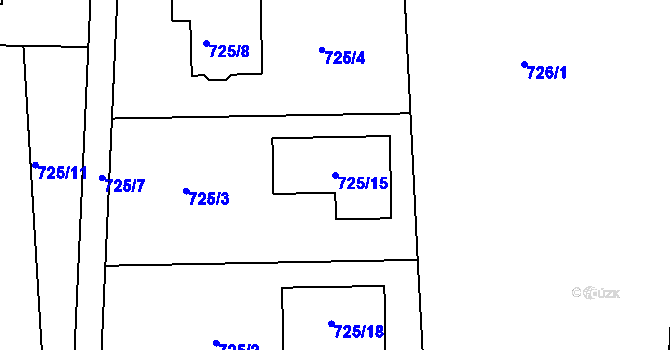 Parcela st. 725/15 v KÚ Klokočov u Příbora, Katastrální mapa