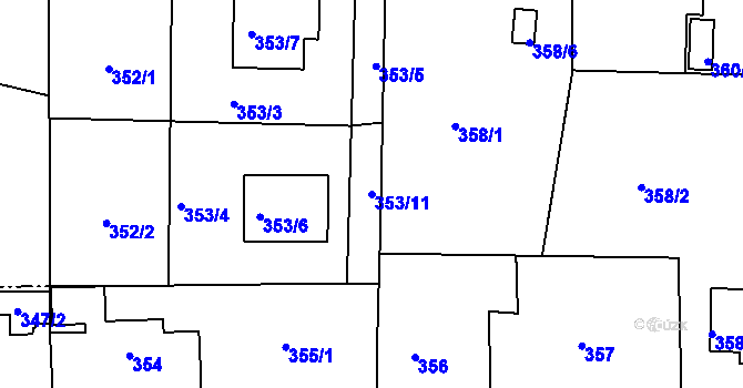 Parcela st. 353/11 v KÚ Klokočov u Příbora, Katastrální mapa