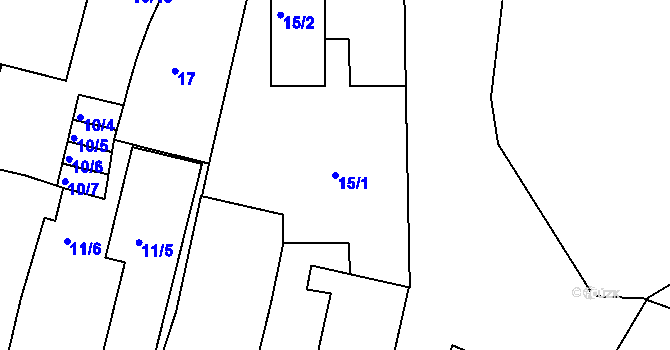 Parcela st. 15/1 v KÚ Příbram, Katastrální mapa