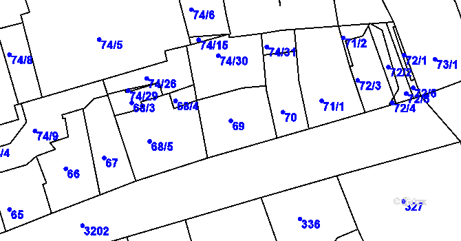 Parcela st. 69 v KÚ Příbram, Katastrální mapa