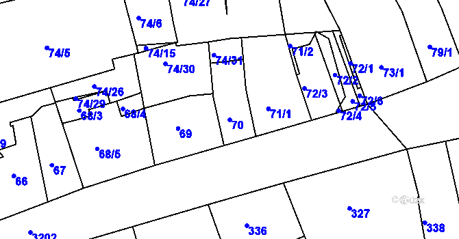 Parcela st. 70 v KÚ Příbram, Katastrální mapa