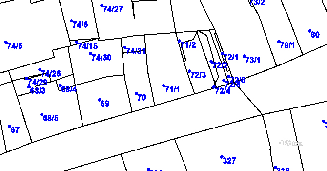 Parcela st. 71/1 v KÚ Příbram, Katastrální mapa