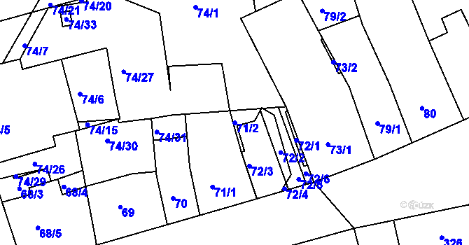 Parcela st. 71/2 v KÚ Příbram, Katastrální mapa