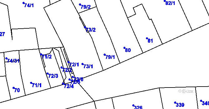 Parcela st. 79/1 v KÚ Příbram, Katastrální mapa