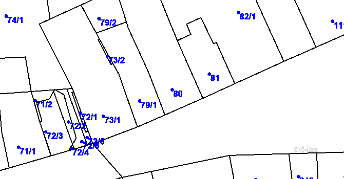 Parcela st. 80 v KÚ Příbram, Katastrální mapa