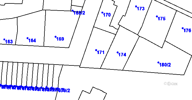 Parcela st. 171 v KÚ Příbram, Katastrální mapa