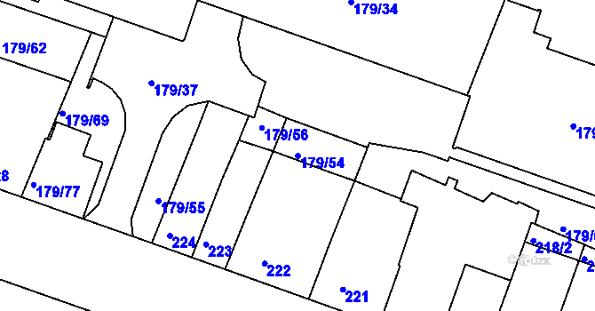 Parcela st. 179/54 v KÚ Příbram, Katastrální mapa