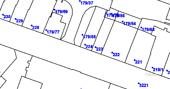 Parcela st. 224 v KÚ Příbram, Katastrální mapa