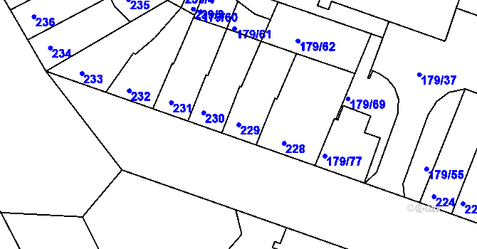 Parcela st. 229 v KÚ Příbram, Katastrální mapa