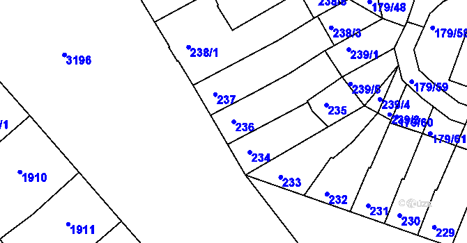 Parcela st. 236 v KÚ Příbram, Katastrální mapa