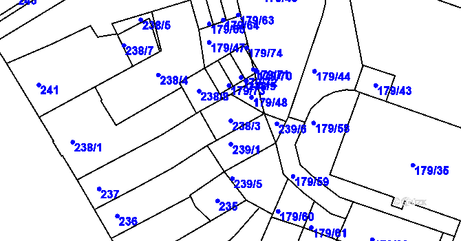 Parcela st. 238/3 v KÚ Příbram, Katastrální mapa