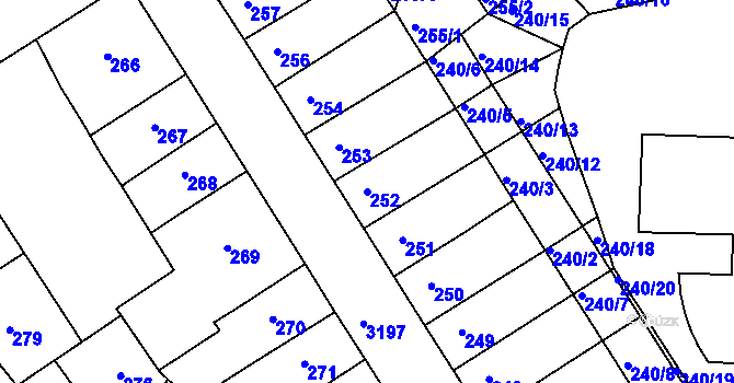 Parcela st. 252 v KÚ Příbram, Katastrální mapa