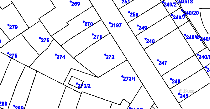 Parcela st. 272 v KÚ Příbram, Katastrální mapa