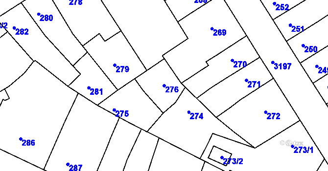 Parcela st. 276 v KÚ Příbram, Katastrální mapa