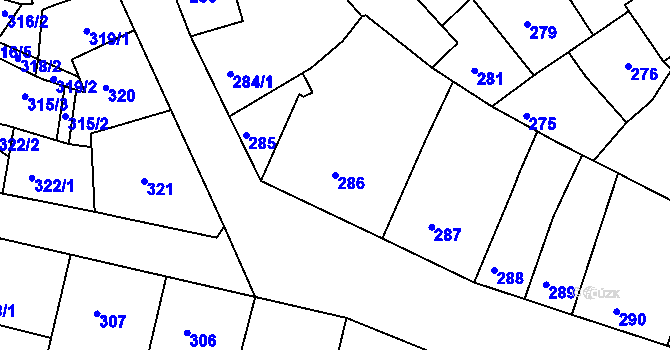 Parcela st. 286 v KÚ Příbram, Katastrální mapa