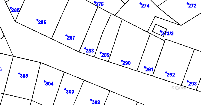 Parcela st. 289 v KÚ Příbram, Katastrální mapa