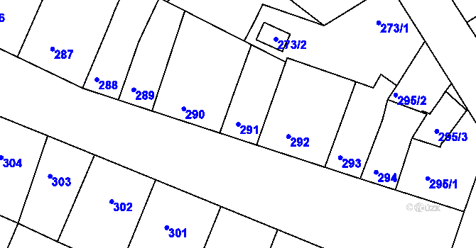 Parcela st. 291 v KÚ Příbram, Katastrální mapa