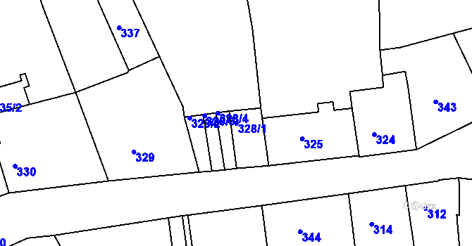 Parcela st. 328/1 v KÚ Příbram, Katastrální mapa