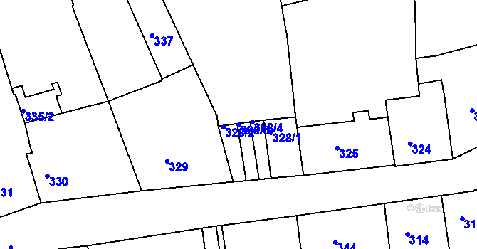 Parcela st. 328/3 v KÚ Příbram, Katastrální mapa