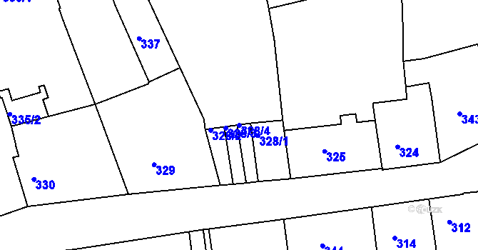Parcela st. 328/4 v KÚ Příbram, Katastrální mapa
