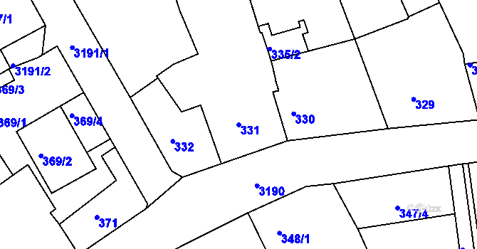 Parcela st. 331 v KÚ Příbram, Katastrální mapa