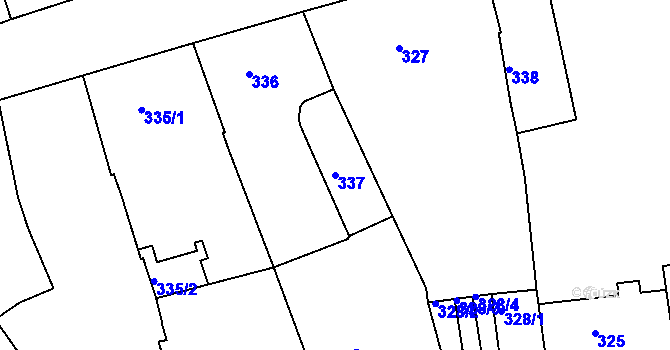 Parcela st. 337 v KÚ Příbram, Katastrální mapa
