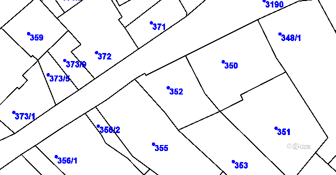 Parcela st. 352 v KÚ Příbram, Katastrální mapa