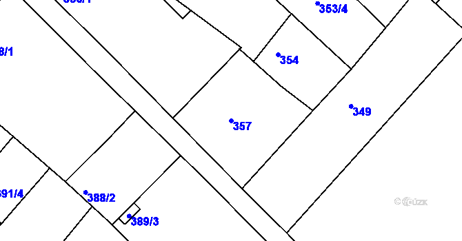 Parcela st. 357 v KÚ Příbram, Katastrální mapa