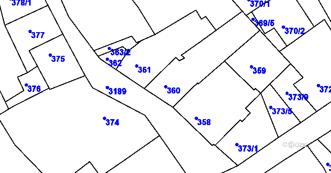 Parcela st. 360 v KÚ Příbram, Katastrální mapa