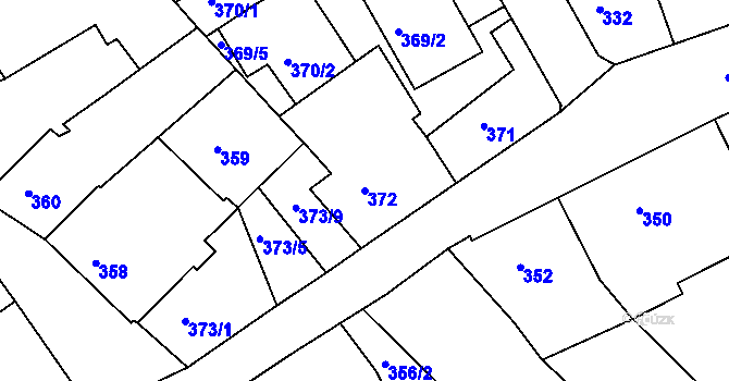 Parcela st. 372 v KÚ Příbram, Katastrální mapa
