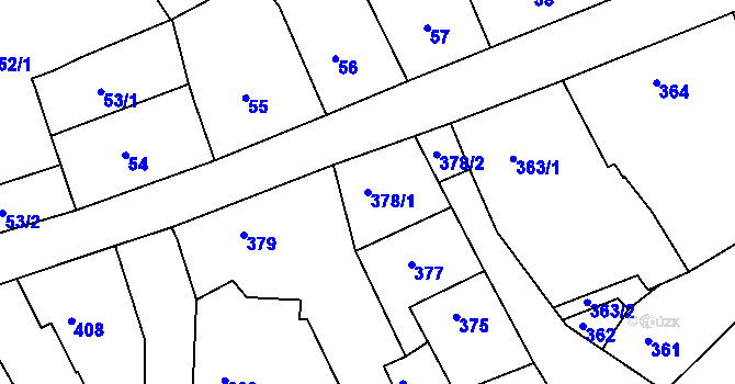 Parcela st. 378/1 v KÚ Příbram, Katastrální mapa