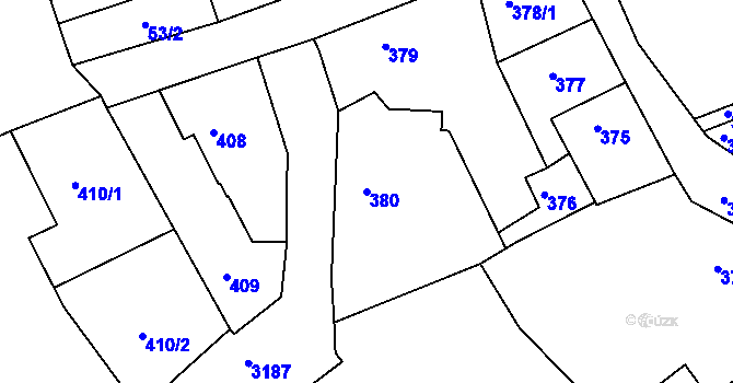 Parcela st. 380 v KÚ Příbram, Katastrální mapa