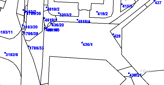 Parcela st. 436/1 v KÚ Příbram, Katastrální mapa