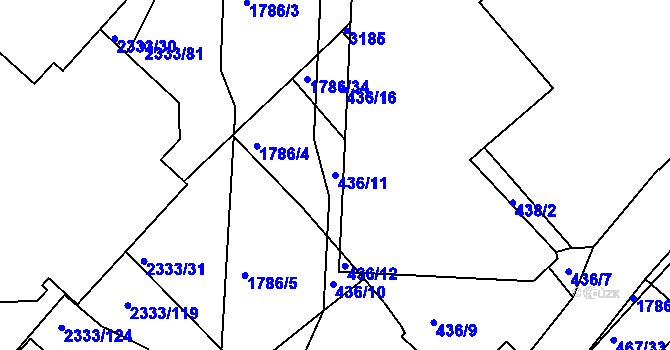 Parcela st. 436/11 v KÚ Příbram, Katastrální mapa