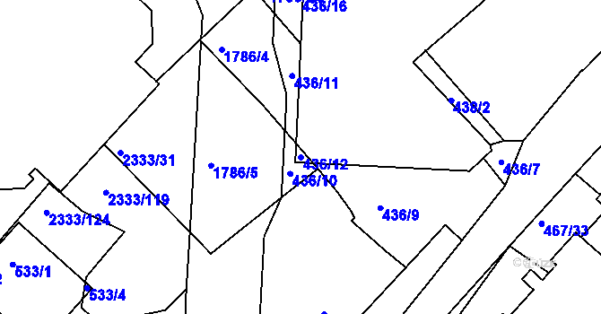 Parcela st. 436/12 v KÚ Příbram, Katastrální mapa