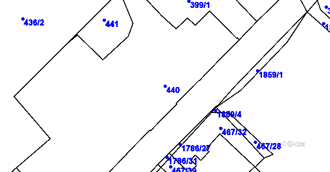 Parcela st. 440 v KÚ Příbram, Katastrální mapa