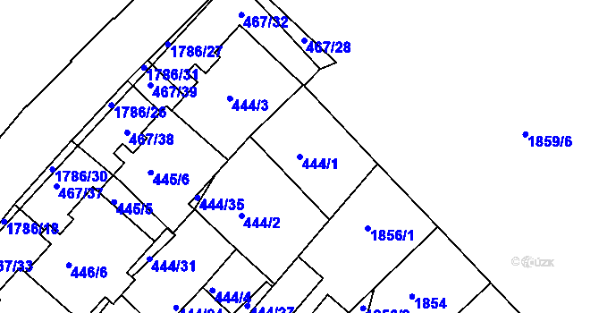 Parcela st. 444/1 v KÚ Příbram, Katastrální mapa