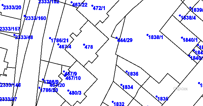 Parcela st. 444/6 v KÚ Příbram, Katastrální mapa