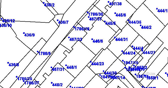 Parcela st. 446/6 v KÚ Příbram, Katastrální mapa