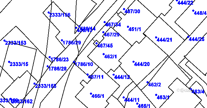 Parcela st. 462/1 v KÚ Příbram, Katastrální mapa