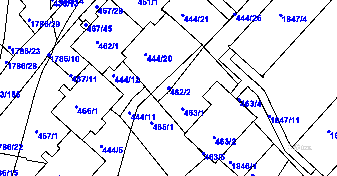 Parcela st. 462/2 v KÚ Příbram, Katastrální mapa